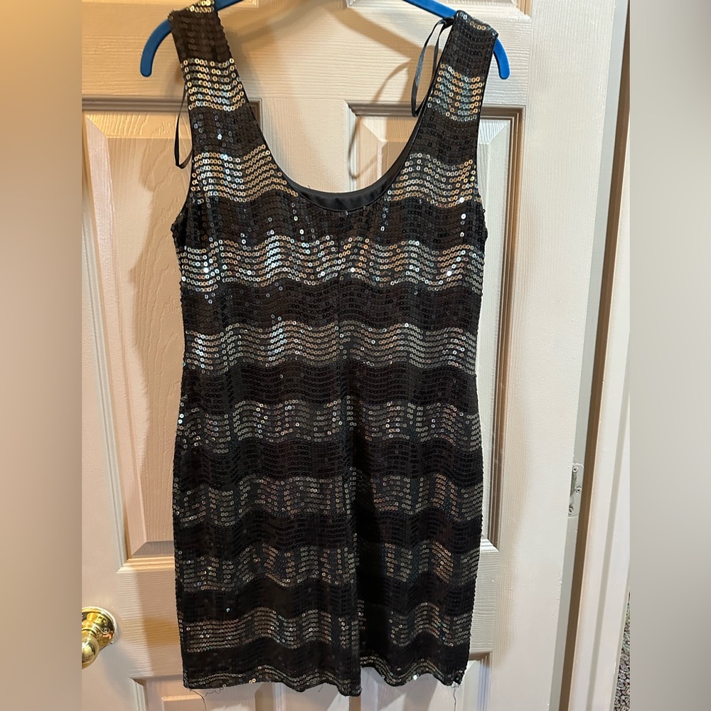 Black and silver sequin dress